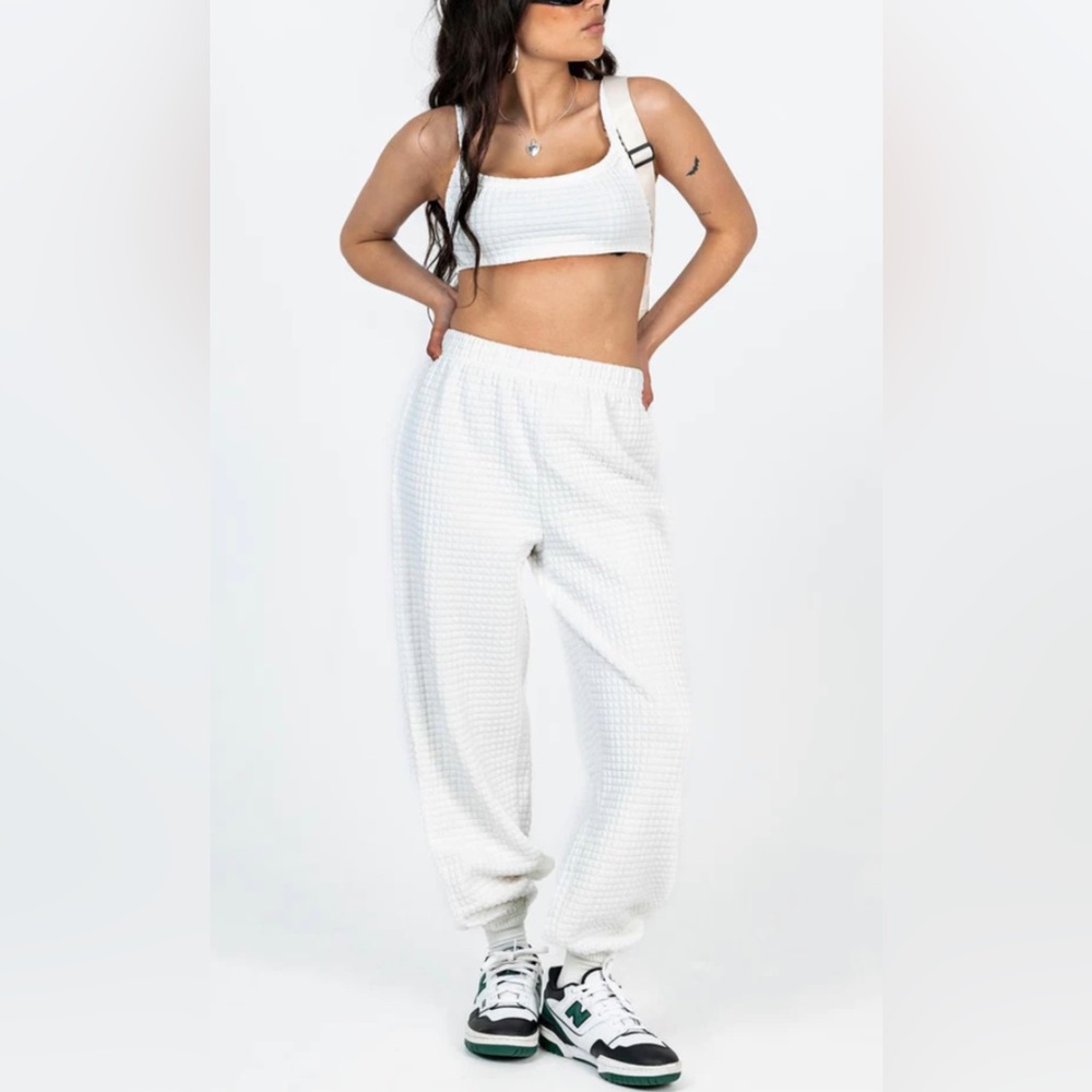 Princess Polly Quilted Joggers White Size 2